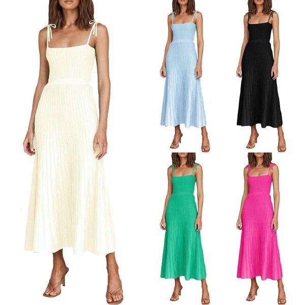 womens summer style spaghetti strap dress fashionable pure color temperament high waist big swing knitted, Black;gray
womens summer style spaghetti strap dress fashionable pure color temperament high waist big swing knitted, Black;gray