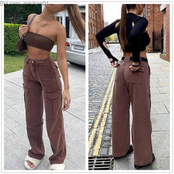 women's jeans 2021 new black and brown women's high waist straight jeans fashion loose denim cargo pants street casual trousers s-, Blue
women's jeans 2021 new black and brown women's high waist straight jeans fashion loose denim cargo pants street casual trousers s-, Blue