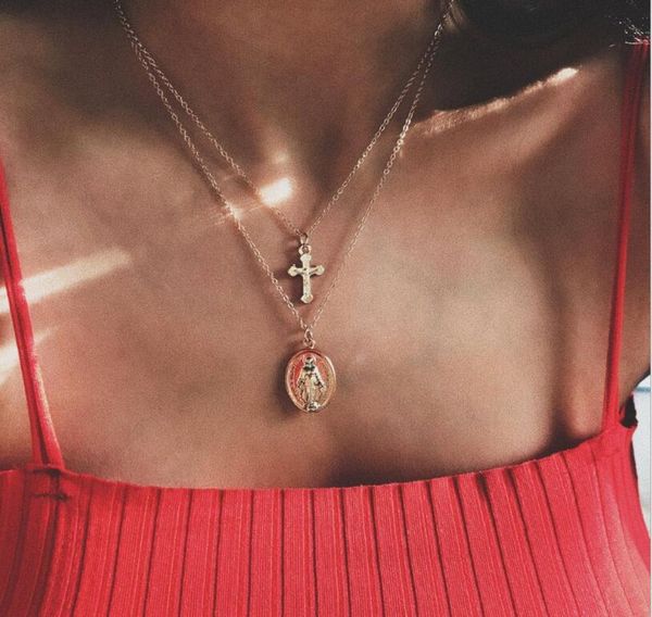 18k gold plated fashion virgin mary jesus pendant multilayer necklace bohemian jewelry6446830, Silver
18k gold plated fashion virgin mary jesus pendant multilayer necklace bohemian jewelry6446830, Silver