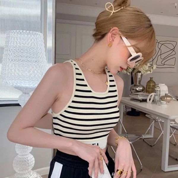 women's tanks camis woman clothing traf 2023 summer letter stripe slim knit vest korean version wholesale fashion y2k clothe tee 230727, White
women's tanks camis woman clothing traf 2023 summer letter stripe slim knit vest korean version wholesale fashion y2k clothe tee 230727, White