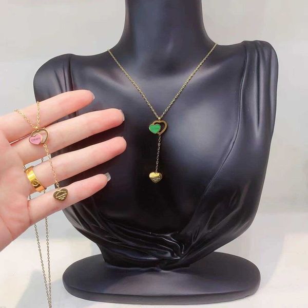 high version tiffay's new double love tassel light luxury niche design collarbone chain, Silver
high version tiffay's new double love tassel light luxury niche design collarbone chain, Silver
