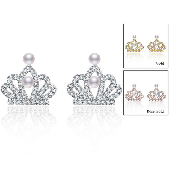 elegant women crown earrings pave micro aaa cubic zirconia selling party pearl earrings, Golden;silver
elegant women crown earrings pave micro aaa cubic zirconia selling party pearl earrings, Golden;silver