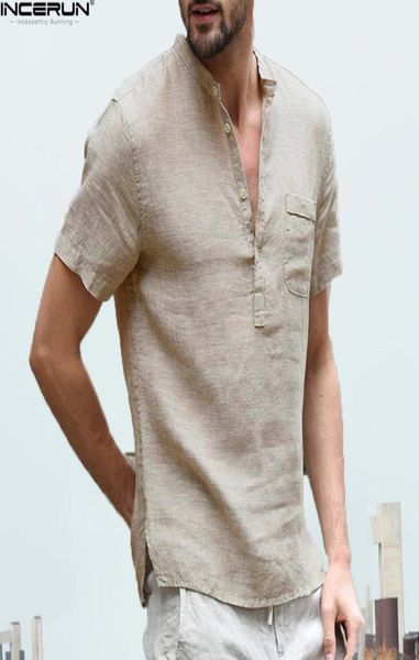 incerun summer men shirts stand collar short sleeve breathable button male loose streetwear casual thin shirt chemise 20192399216, White;black
incerun summer men shirts stand collar short sleeve breathable button male loose streetwear casual thin shirt chemise 20192399216, White;black