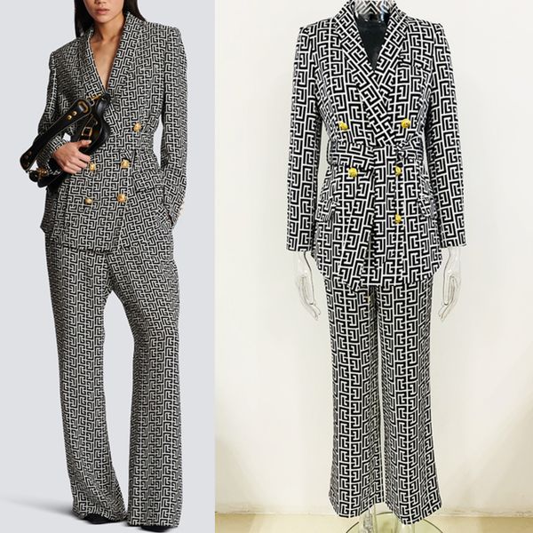 high-quality office lady classic suits geometry double breasted blazer with belt and elastic waist pants, White;black
high-quality office lady classic suits geometry double breasted blazer with belt and elastic waist pants, White;black