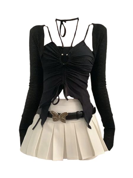 two piece dress 2000s aesthetics summer fashion gyaru women outfits 2 skirt set plaid v neck crop a line mini skirts with bow belt 230729, White
two piece dress 2000s aesthetics summer fashion gyaru women outfits 2 skirt set plaid v neck crop a line mini skirts with bow belt 230729, White
