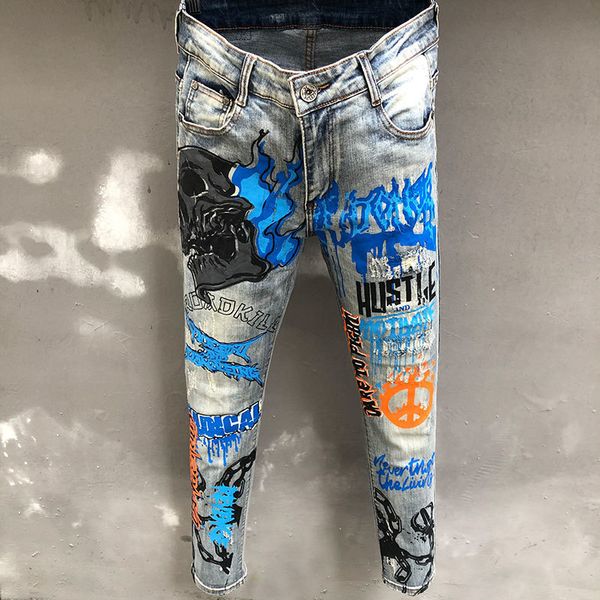 mens jeans high street washed painted jean men streetwear abstract art graffiti printed skinny slim jeans party casual trousers pantalones 2, Blue
mens jeans high street washed painted jean men streetwear abstract art graffiti printed skinny slim jeans party casual trousers pantalones 2, Blue