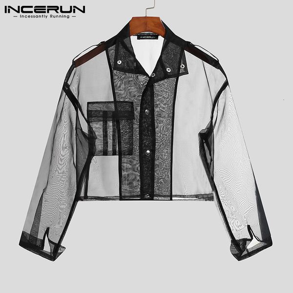 men s casual shirts incerun fashion men mesh shirt see through lapel long sleeve streetwear button crop 2023 party nightclub camisas 5xl 23, White;black
men s casual shirts incerun fashion men mesh shirt see through lapel long sleeve streetwear button crop 2023 party nightclub camisas 5xl 23, White;black