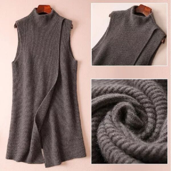women s jackets autumn and winter solid color knitted cashmere jacket vest female long section half high round neck sleeveless wool sweater, Black;brown
women s jackets autumn and winter solid color knitted cashmere jacket vest female long section half high round neck sleeveless wool sweater, Black;brown