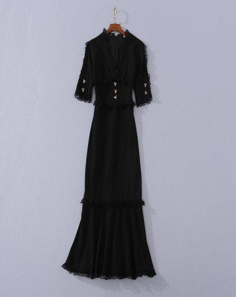 european and american women039s wear 2020 summer new style fivepoint sleeve stand collar lace fashionable black fishtail dress1235758, Black;gray
european and american women039s wear 2020 summer new style fivepoint sleeve stand collar lace fashionable black fishtail dress1235758, Black;gray