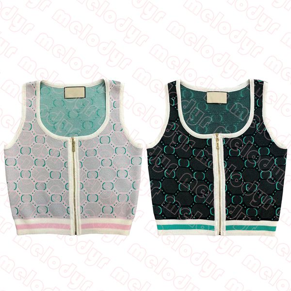 women knitted tank with zipper designer letter print knits sleeveless crop fashion vest coat, Black
women knitted tank with zipper designer letter print knits sleeveless crop fashion vest coat, Black