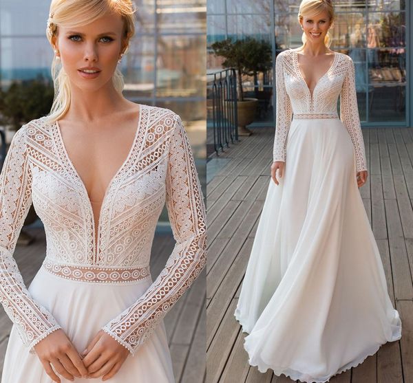 bohemian v-neck long sleeves wedding dress 2023 lace appliqued chiffon bridal gowns for women robe de mariage, White
bohemian v-neck long sleeves wedding dress 2023 lace appliqued chiffon bridal gowns for women robe de mariage, White