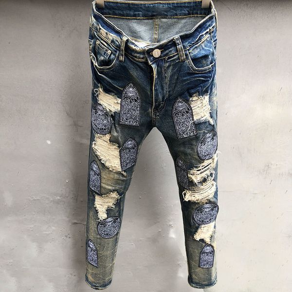 mens jeans high street punk blue hole patch embroidery slim elastic small straight sleeve men skinny jeans party casual trouser pantalones 2
mens jeans high street punk blue hole patch embroidery slim elastic small straight sleeve men skinny jeans party casual trouser pantalones 2