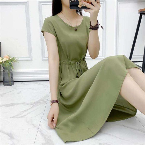 summer pure color korean dress loose drawstring small waist thin large womens, Black;gray
summer pure color korean dress loose drawstring small waist thin large womens, Black;gray