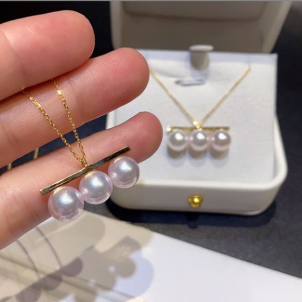 luxury women's pearl jewelry necklace akoya 8-9mm three pendent chocker 18k white gold plated girl gift birthday stylish geometic strip, Silver
luxury women's pearl jewelry necklace akoya 8-9mm three pendent chocker 18k white gold plated girl gift birthday stylish geometic strip, Silver
