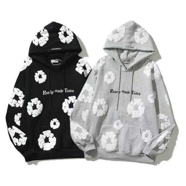 3a men's hoodie denim tears floral print fog high street loose suede hooded pullover men dw, Black
3a men's hoodie denim tears floral print fog high street loose suede hooded pullover men dw, Black