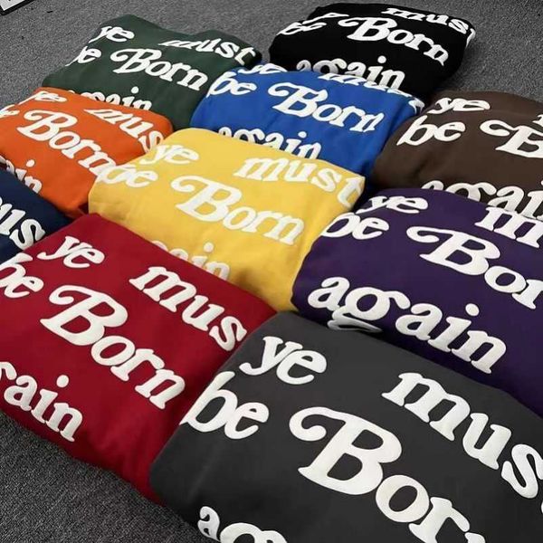 

2023 men hoodie cpfm ye must be born again letter printed high street hip hop hoodies 13 color hooded sweatshirt loose hoodie dz, Black