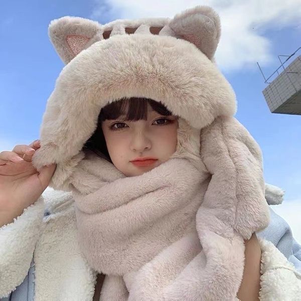 beanie skull caps korean hooded bear beanie lady winter hats big fur scarf warm thick hat for women soft gloves kitten three pece cap ski 23, Blue;gray
beanie skull caps korean hooded bear beanie lady winter hats big fur scarf warm thick hat for women soft gloves kitten three pece cap ski 23, Blue;gray