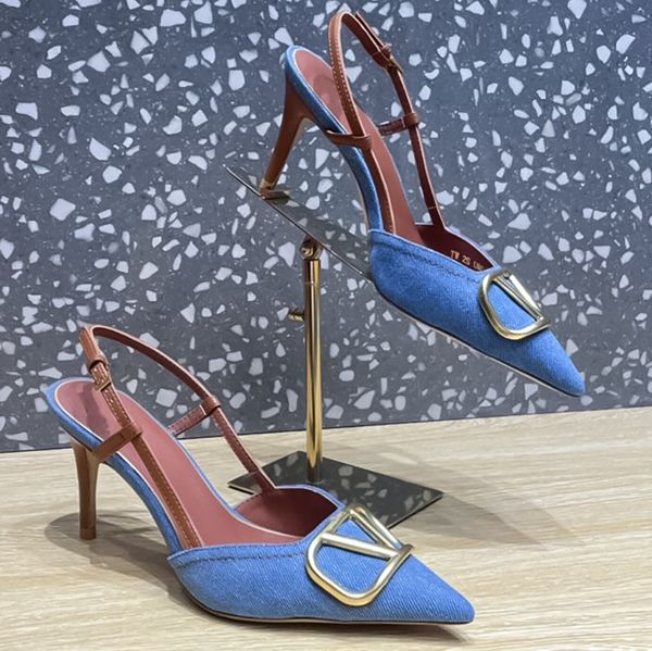 new summer denim pointy stiletto heels womens shoes metal buckle back lace-up wedding party shoes luxury designer commuter shoes 8cm sizes 3, Black
new summer denim pointy stiletto heels womens shoes metal buckle back lace-up wedding party shoes luxury designer commuter shoes 8cm sizes 3, Black