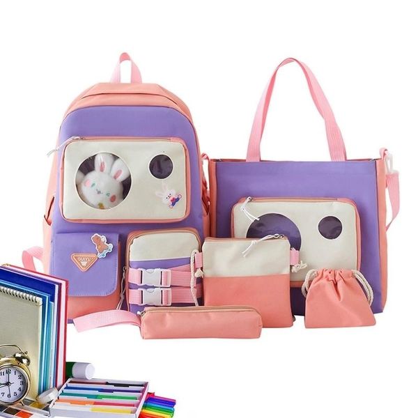 school bags cute set 5 piece with pin and bunny pendant backpacks for aesthetic backpack large capacity waterproof 230729
school bags cute set 5 piece with pin and bunny pendant backpacks for aesthetic backpack large capacity waterproof 230729