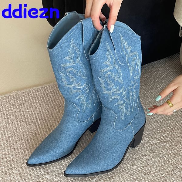 boots footwear fashion embroidery women chelsea western boots designer pointed toe heeled shoes ladies mid-calf denim boots shoes 230728, Black
boots footwear fashion embroidery women chelsea western boots designer pointed toe heeled shoes ladies mid-calf denim boots shoes 230728, Black