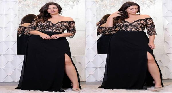 black lace chiffon plus size mother of the bride dress half sleeve high slit women formal evening wedding guest party gowns5535640, Black;red
black lace chiffon plus size mother of the bride dress half sleeve high slit women formal evening wedding guest party gowns5535640, Black;red