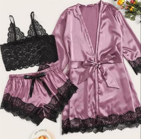 long sleeve womens pajamas lace lingerie nightwear underwear sleepwear 3pc home suit pajama sets for women pijama mujer 201207272097, Red;black
long sleeve womens pajamas lace lingerie nightwear underwear sleepwear 3pc home suit pajama sets for women pijama mujer 201207272097, Red;black