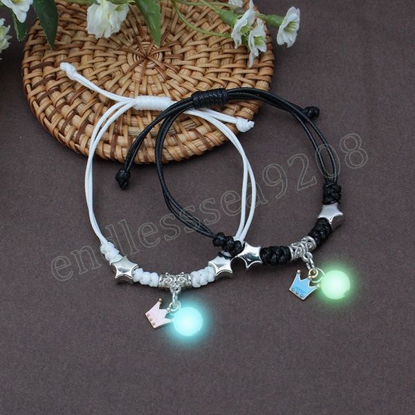 2pcs luminous star crown charms bracelet set couple adjustable woven rope friendship bracelet for women men summer gift, Golden;silver
2pcs luminous star crown charms bracelet set couple adjustable woven rope friendship bracelet for women men summer gift, Golden;silver