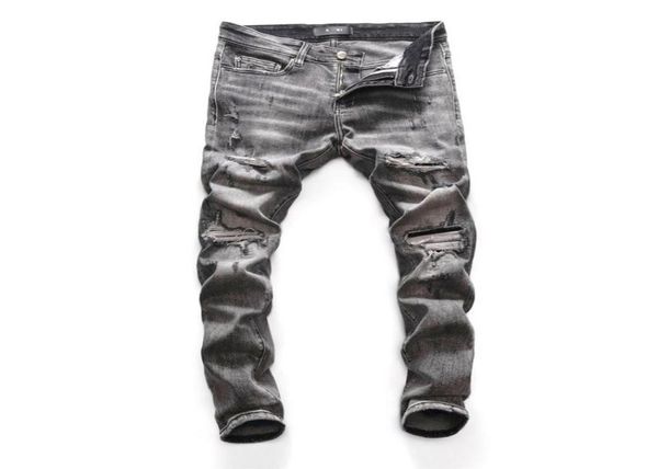 men039s jeans luxury ripped hole grey denim men slim straight casual vintrage pantalon moto homme solid streetwear spring mens 9070423, Blue
men039s jeans luxury ripped hole grey denim men slim straight casual vintrage pantalon moto homme solid streetwear spring mens 9070423, Blue
