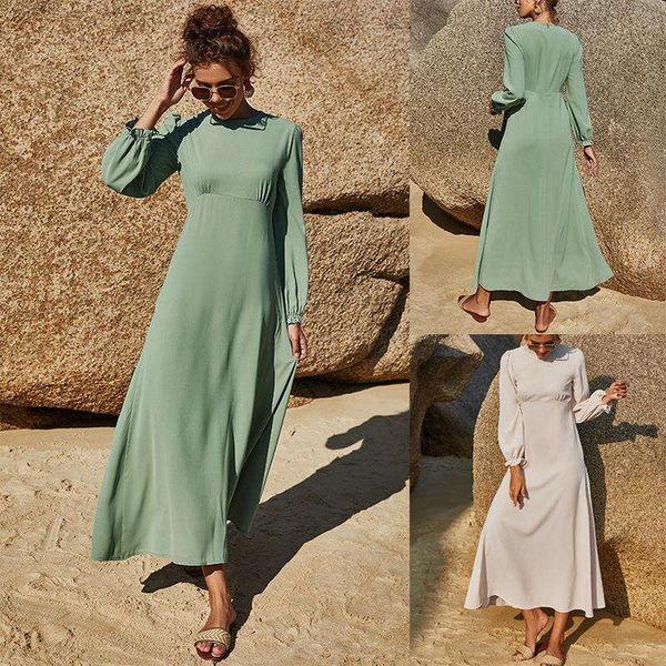 spring and summer chiffon womens dress round collar pure color loose sleeves long casual ladies, Black;gray
spring and summer chiffon womens dress round collar pure color loose sleeves long casual ladies, Black;gray