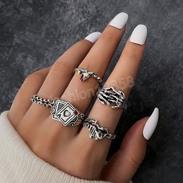 silver color metal rings for women men poker skeleton hand red crystal vintage rings set fashion jewelry gift
silver color metal rings for women men poker skeleton hand red crystal vintage rings set fashion jewelry gift