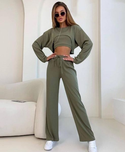 women's sets 2023 autumn new fashion round neck short long sleeve pants women's set women's three piece set, White
women's sets 2023 autumn new fashion round neck short long sleeve pants women's set women's three piece set, White
