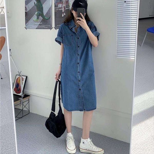 denim dress for women spring and summer dark blue shirt online celebrity korean loose casual, Black;gray
denim dress for women spring and summer dark blue shirt online celebrity korean loose casual, Black;gray
