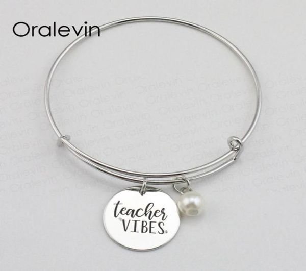 teacher vibes inspirational hand stamped engraved charm pendant expandable wire bracelet bangle gift fashion jewelry10pcslot l99523005324, Golden;silver 
teacher vibes inspirational hand stamped engraved charm pendant expandable wire bracelet bangle gift fashion jewelry10pcslot l99523005324, Golden;silver
