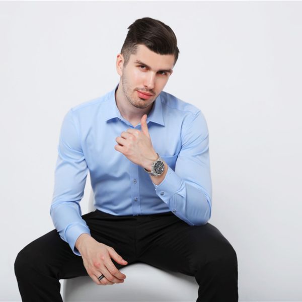 men's dress shirts stretch anti-wrinkle cotton men's shirts long sleeve dress shirts for men slim fit camisa social business blous, White;black
men's dress shirts stretch anti-wrinkle cotton men's shirts long sleeve dress shirts for men slim fit camisa social business blous, White;black