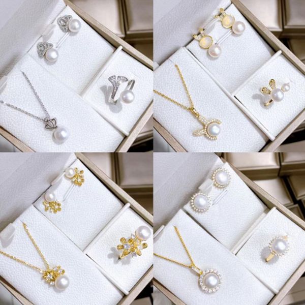luxury women's pearl jewelry necklace ear stud ring pearl set three-piece jewelry set retail and wholesale women's fine jewelry, Silver
luxury women's pearl jewelry necklace ear stud ring pearl set three-piece jewelry set retail and wholesale women's fine jewelry, Silver