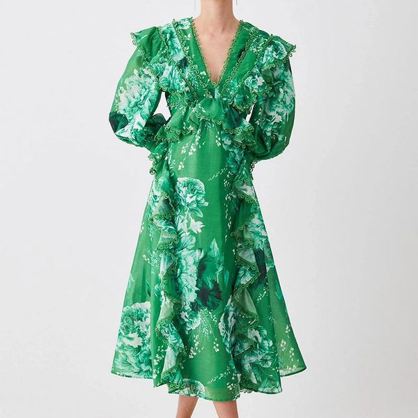 designer dress french niche style robes designer long dress style retro high waisted slim patchwork lace green dress 7, Black;gray
designer dress french niche style robes designer long dress style retro high waisted slim patchwork lace green dress 7, Black;gray