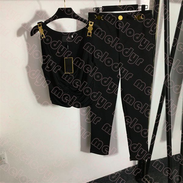 women casual set tank high elastic yoga leggings metal letter black sleeveless tees pants set designer sportswear, White
women casual set tank high elastic yoga leggings metal letter black sleeveless tees pants set designer sportswear, White