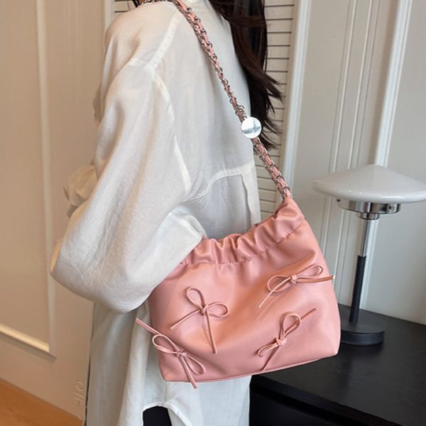 evening bags sweet bow female small tote shoulder simple bowknot women s bucket underarm bag pleated pu leather ladies chain handbags 230729
evening bags sweet bow female small tote shoulder simple bowknot women s bucket underarm bag pleated pu leather ladies chain handbags 230729