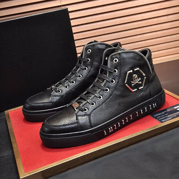 2023 high help quality mens solid casual shoes fashion metal shoe high-casual shoes genuine skeleton genuine leather, Black
2023 high help quality mens solid casual shoes fashion metal shoe high-casual shoes genuine skeleton genuine leather, Black