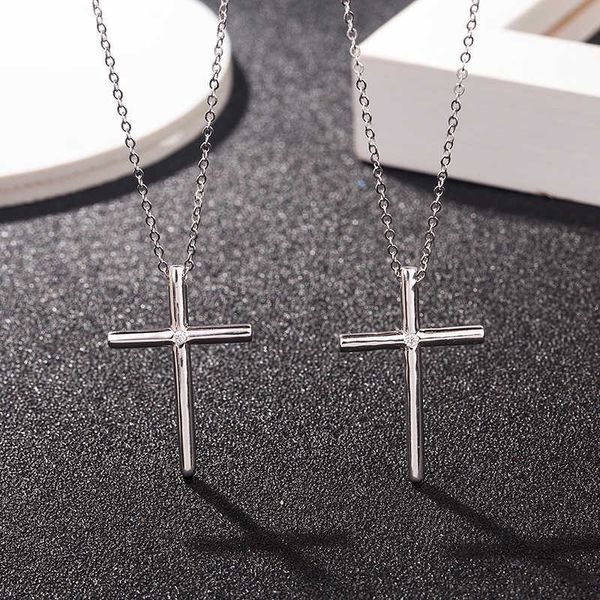 high version selling tiffay women's necklace with diamond s925 sterling silver cross pendant collarbone chain, Black
high version selling tiffay women's necklace with diamond s925 sterling silver cross pendant collarbone chain, Black
