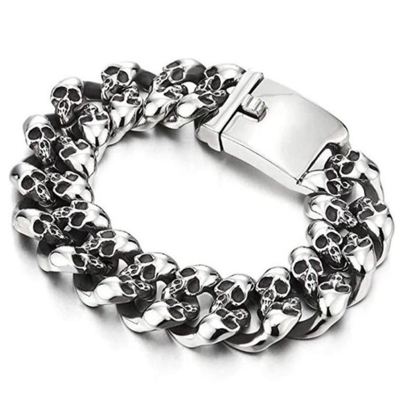 punk rock mens skull bracelets bangles hiphop stainless steel 15mm 19mm heavy ghost biker curb cuban chain bracelet men jewelry289619374, Black
punk rock mens skull bracelets bangles hiphop stainless steel 15mm 19mm heavy ghost biker curb cuban chain bracelet men jewelry289619374, Black