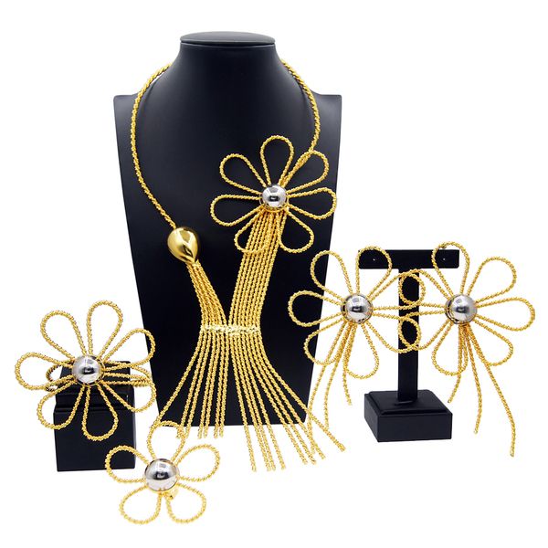 flower series 24k gold plated jewellery set fashion four pieces jewelry sets brazilian gold plated design party gift accessories, Black
flower series 24k gold plated jewellery set fashion four pieces jewelry sets brazilian gold plated design party gift accessories, Black