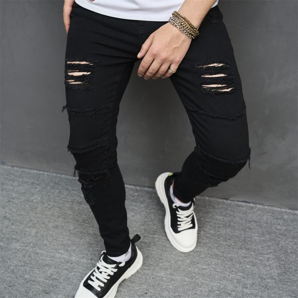 men's jeans streetwear ripped slim men pencil jeans trousers spring male hip hop holes stylish denim pants 230729, Blue
men's jeans streetwear ripped slim men pencil jeans trousers spring male hip hop holes stylish denim pants 230729, Blue