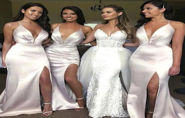 spaghetti straps mermaid long bridesmaid dresses satin ruched high split maid of honor wedding guest dress bm16832595981, White;pink
spaghetti straps mermaid long bridesmaid dresses satin ruched high split maid of honor wedding guest dress bm16832595981, White;pink