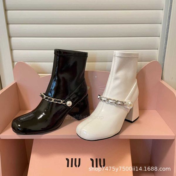 boots mius designer shoes high version cowhide pearl short boots for women new mary jane color matching thick heel elastic high-heeled marti, Black
boots mius designer shoes high version cowhide pearl short boots for women new mary jane color matching thick heel elastic high-heeled marti, Black