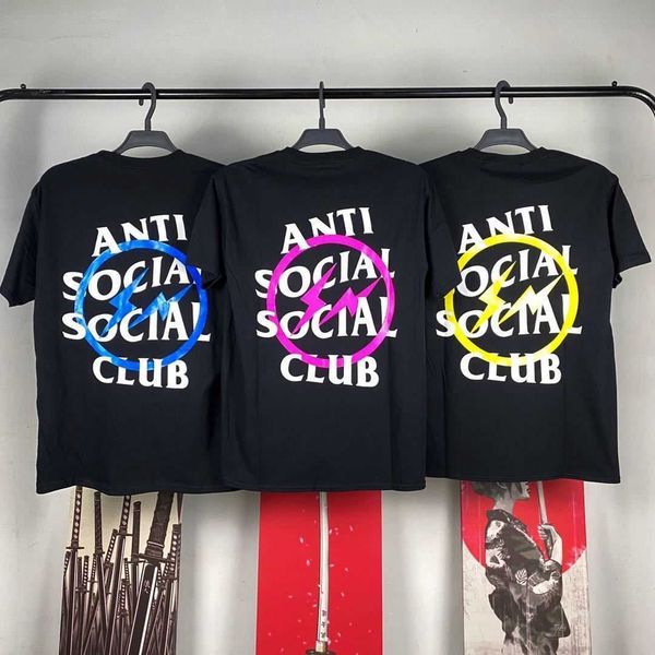 assc fujiwara hao co branded lightning anti social club men's and women's short sleeve couple t-shirt, Black;brown
assc fujiwara hao co branded lightning anti social club men's and women's short sleeve couple t-shirt, Black;brown