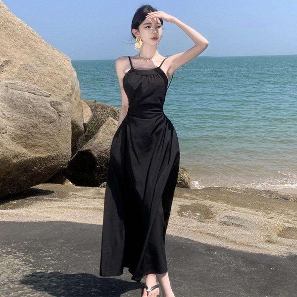 french hepburn style high end backless spaghetti strap dress pure desire temperament goddess little black girl, Black;gray
french hepburn style high end backless spaghetti strap dress pure desire temperament goddess little black girl, Black;gray