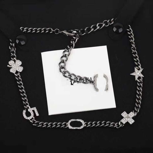designer jewelry necklace small clover double necklace star letter temperament super beautiful greasy family clavicle chain, Black
designer jewelry necklace small clover double necklace star letter temperament super beautiful greasy family clavicle chain, Black