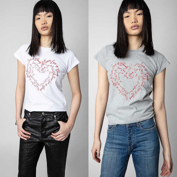 classic fashion zadig voltaire t shirt designer letter love print diamond cotton women's round neck short sleeve t-shirt two colors ov, White
classic fashion zadig voltaire t shirt designer letter love print diamond cotton women's round neck short sleeve t-shirt two colors ov, White