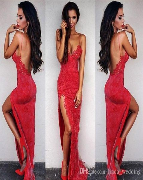 2019 red lace prom dress spaghetti straps backless split formal holidays wear graduation evening party gown custom made plu2833347, Black
2019 red lace prom dress spaghetti straps backless split formal holidays wear graduation evening party gown custom made plu2833347, Black